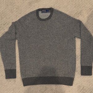Polo Ralph Lauren Merino Wool Sweater Mens Large Crewneck Pullover Grey Like New